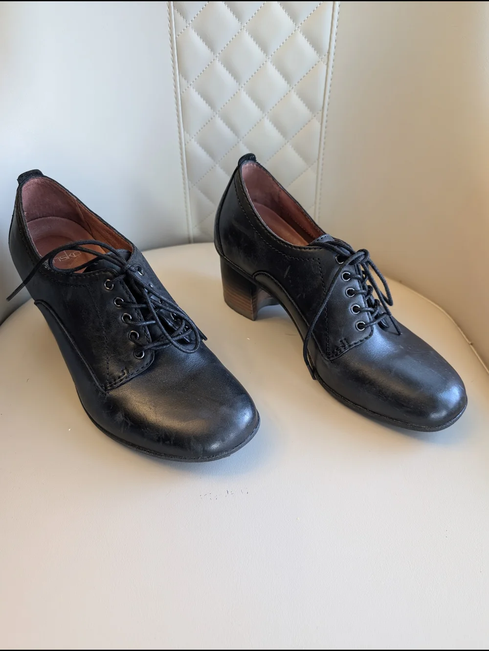 Dansko Pennie Women's Sz 7.5/38  Black Leather Lace-Up Dress Shoes
